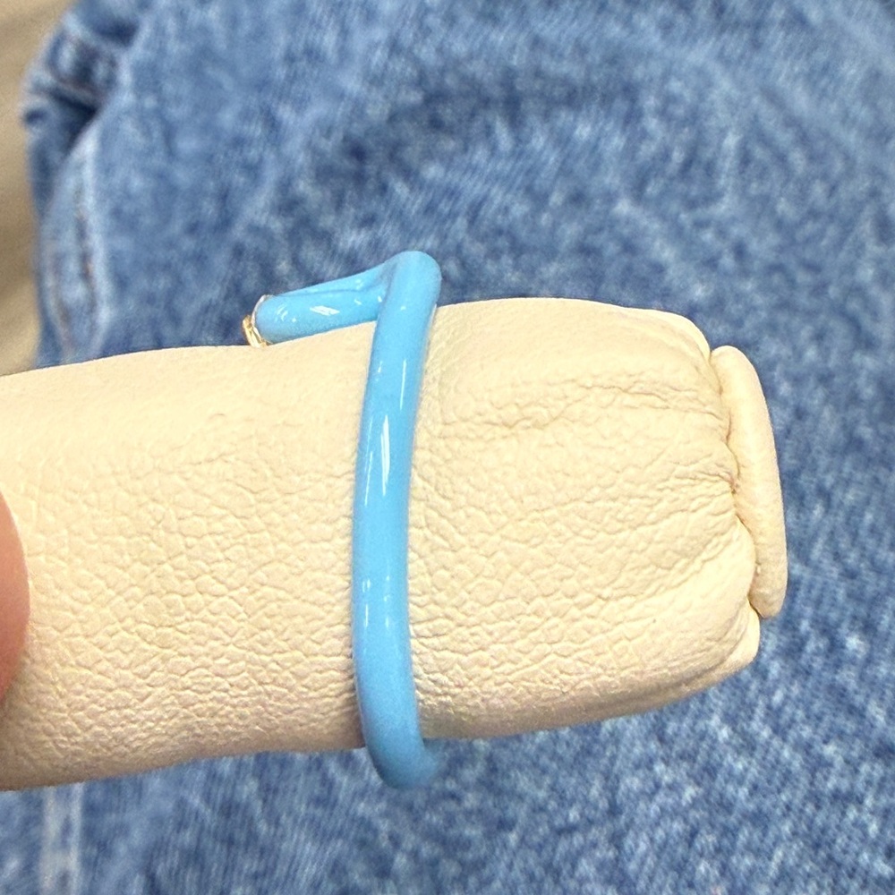 NEW Bea Bongkesia Bright Blue Enamel Open Band Ring - Picture 2 of 3